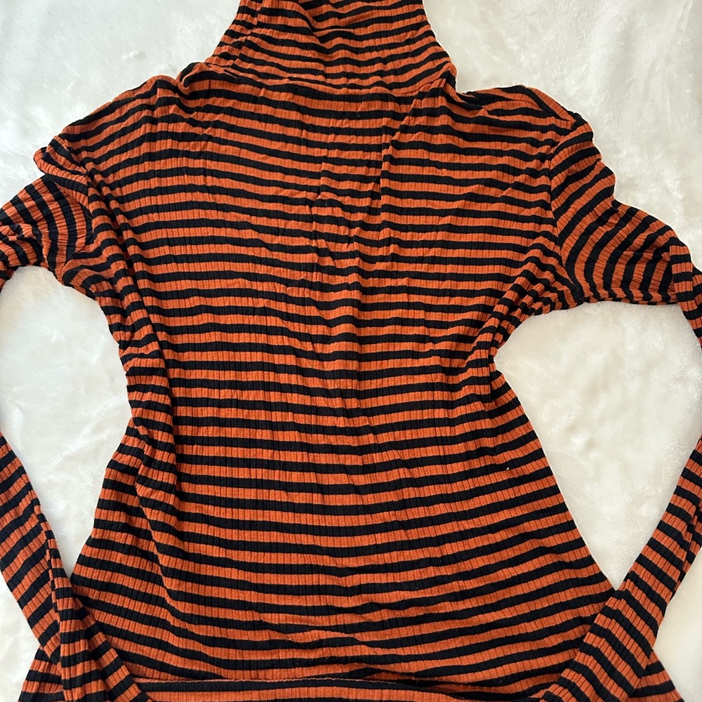 Zara Orange and Black Striped Top